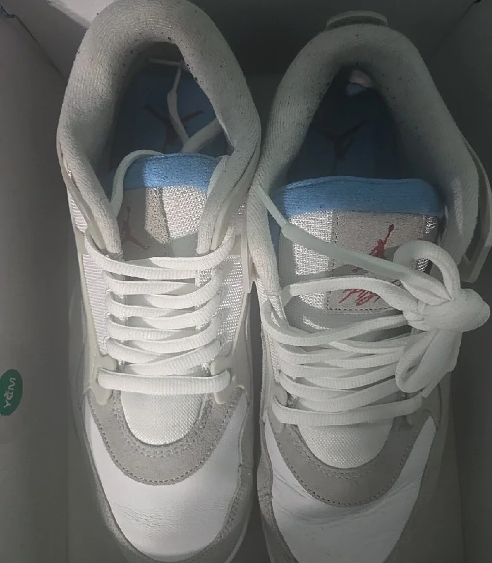 Mens White & Light Blue Athletic Sneakers